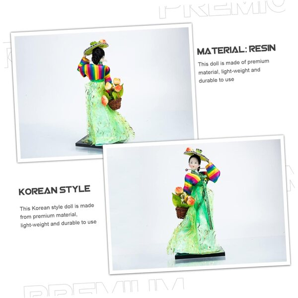 VICASKY Kompakte dekorative koreanische Puppe aus Harz und Holz, schicker Stil