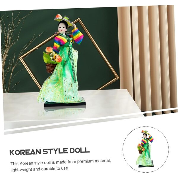 VICASKY Kompakte dekorative koreanische Puppe aus Harz und Holz, schicker Stil