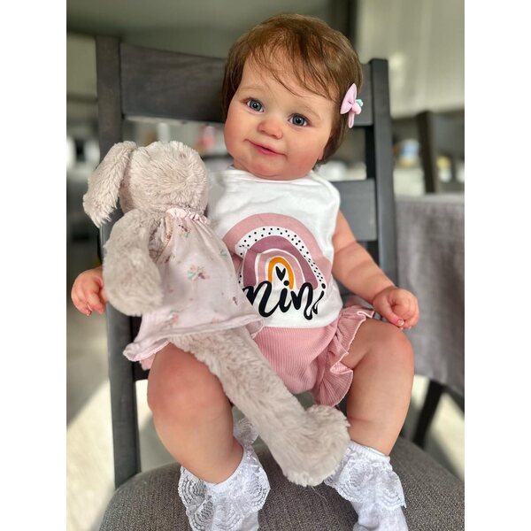Anano Maddie Reborn Baby Girl Puppe, 50 cm, realistisches Silikon, waschbar für den ganzen Körper