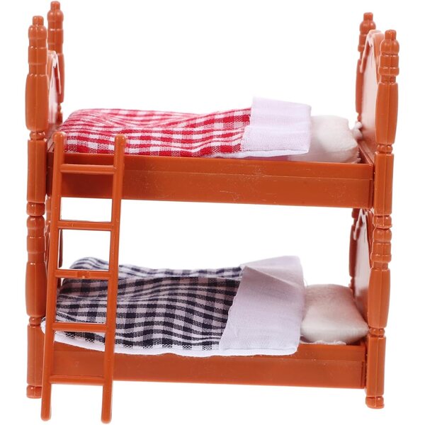 Mini Letto a Castello per Casa delle Bambole con Cuscini e Trapunte Realistici SOPOTUTU