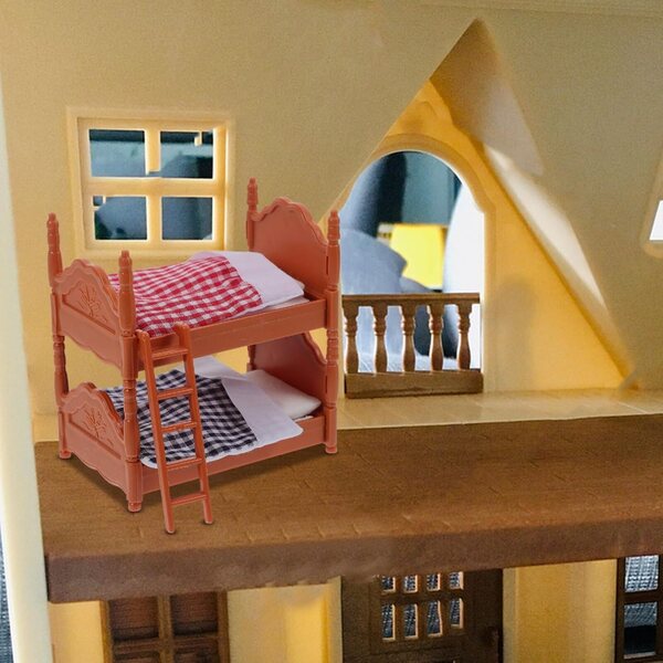Mini Letto a Castello per Casa delle Bambole con Cuscini e Trapunte Realistici SOPOTUTU