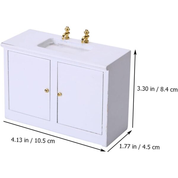 Mini Lavandino da Bagno in Legno 1:12 per Casa Bambole Miniatura GARVALON