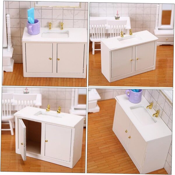 Mini Lavandino da Bagno in Legno 1:12 per Casa Bambole Miniatura GARVALON