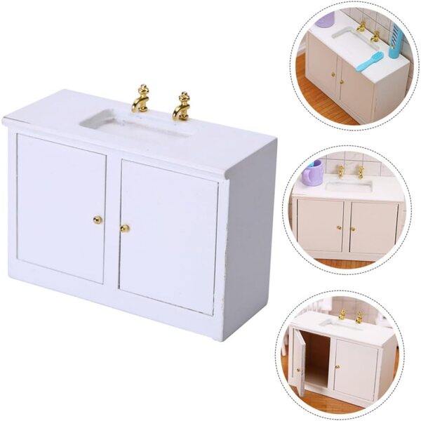 Mini Lavandino da Bagno in Legno 1:12 per Casa Bambole Miniatura GARVALON