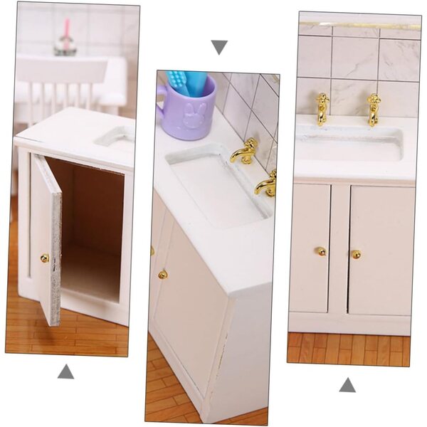 Mini Lavandino da Bagno in Legno 1:12 per Casa Bambole Miniatura GARVALON