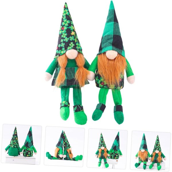 Decorazioni Bambole Gnomi San Patrizio 2 pezzi in Tessuto per Casa e Ufficio