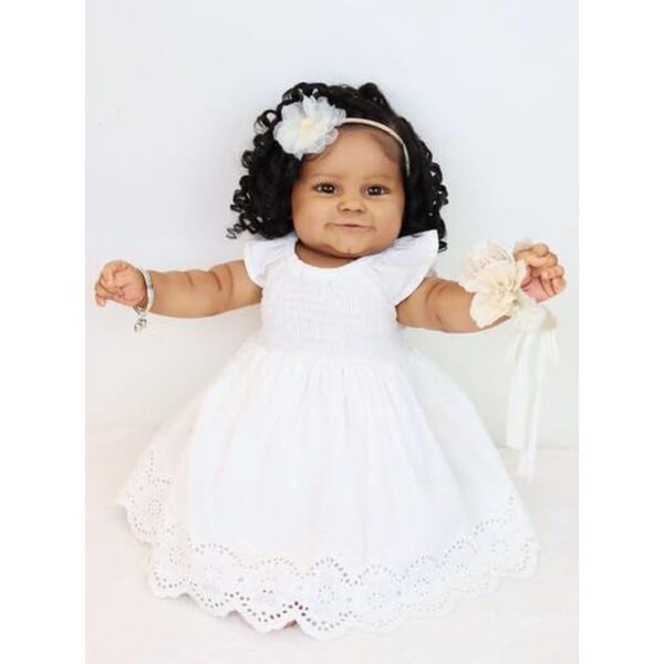 Anano Reborn-Puppe aus schwarzem, realistischem Silikon, 61 cm – afrikanisches Unisex-Mädchen