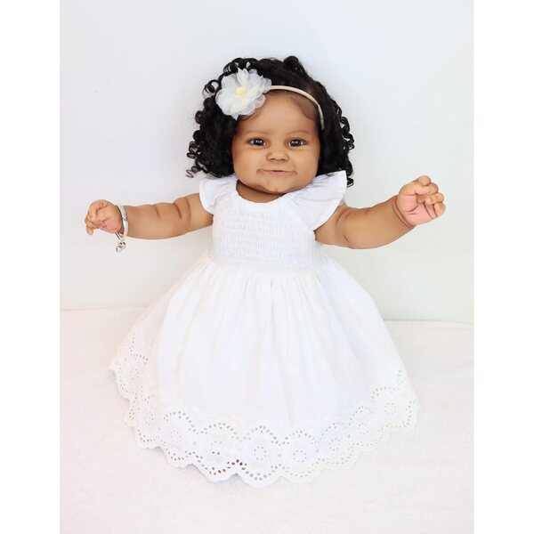 Anano Reborn-Puppe aus schwarzem, realistischem Silikon, 61 cm – afrikanisches Unisex-Mädchen