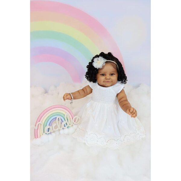 Anano Reborn-Puppe aus schwarzem, realistischem Silikon, 61 cm – afrikanisches Unisex-Mädchen