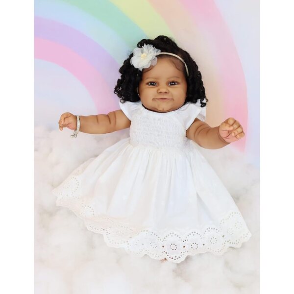 Anano Reborn-Puppe aus schwarzem, realistischem Silikon, 61 cm – afrikanisches Unisex-Mädchen