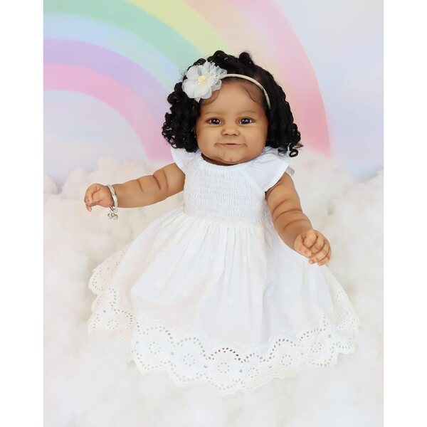 Anano Reborn-Puppe aus schwarzem, realistischem Silikon, 61 cm – afrikanisches Unisex-Mädchen