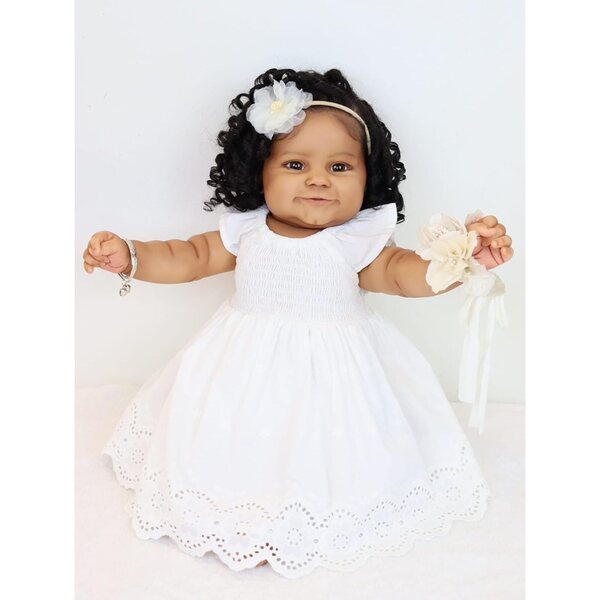 Anano Reborn-Puppe aus schwarzem, realistischem Silikon, 61 cm – afrikanisches Unisex-Mädchen
