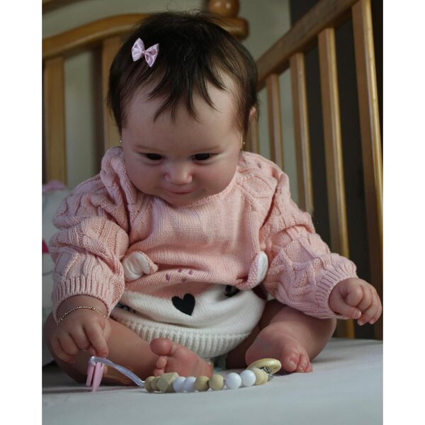Anano Maddie Reborn Doll 50 cm realistische Silikonpuppe mit Gelenken und Zubehör