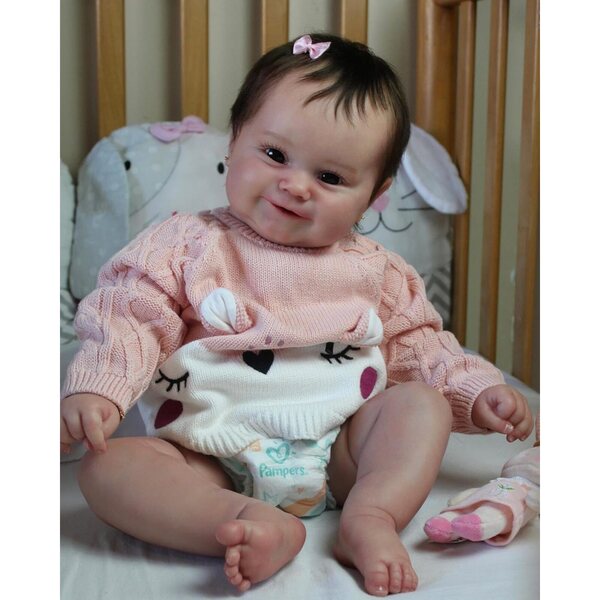 Anano Maddie Reborn Doll 50 cm realistische Silikonpuppe mit Gelenken und Zubehör