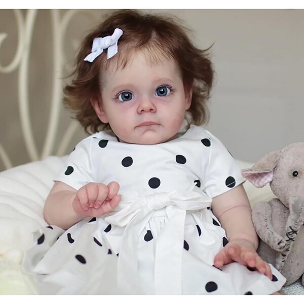 Bambola Reborn Baby in Silicone 60 cm Realistica con Venature Blu, Accessori Completi