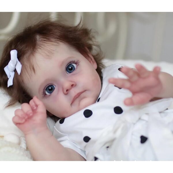 Bambola Reborn Baby in Silicone 60 cm Realistica con Venature Blu, Accessori Completi