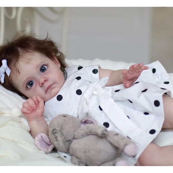Bambola Reborn Baby in Silicone 60 cm Realistica con Venature Blu, Accessori Completi
