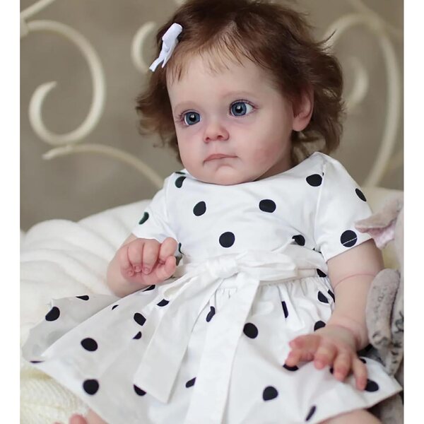 Bambola Reborn Baby in Silicone 60 cm Realistica con Venature Blu, Accessori Completi