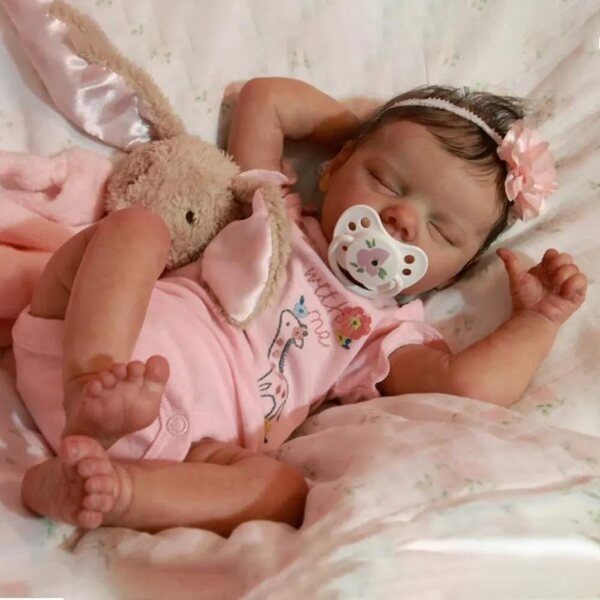 Anano Realistische Silikon-Rebornpuppe 45 cm – Unisex-Zwillinge mit Komplettset