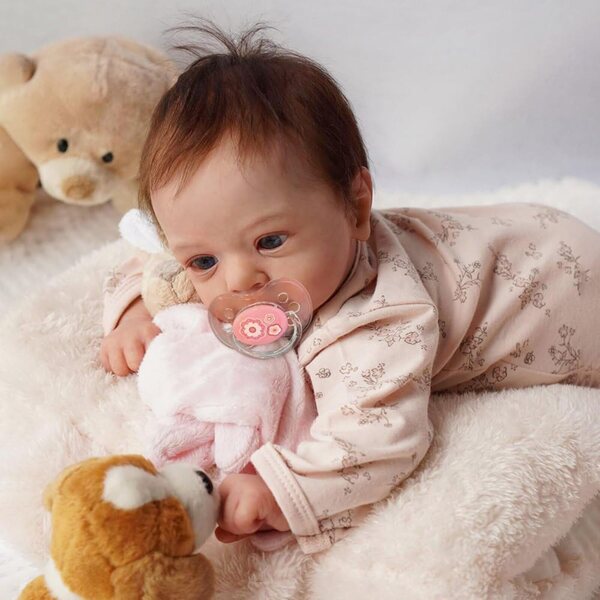 Anano Reborn Doll 48 cm – Lebensechte Silikon-Babypuppe mit Kleidung und Accessoires