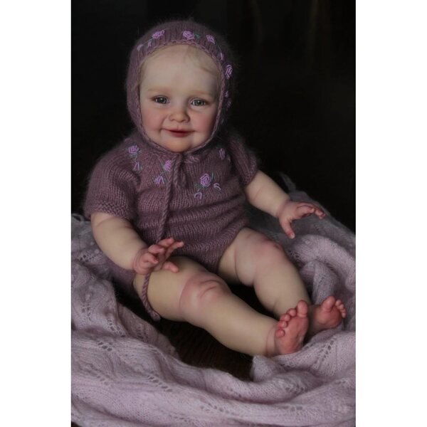 Reborn-Puppe Anano 61 cm aus realistischem Silikon mit Adern und Zubehör