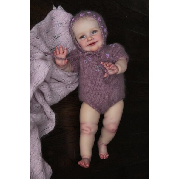 Reborn-Puppe Anano 61 cm aus realistischem Silikon mit Adern und Zubehör