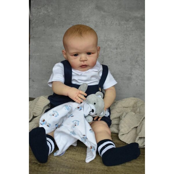 Reborn Boy Puppe aus Silikon 61 cm Realistisch mit Zubehör und Körper aus Baumwolle