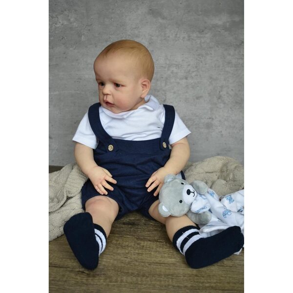 Reborn Boy Puppe aus Silikon 61 cm Realistisch mit Zubehör und Körper aus Baumwolle