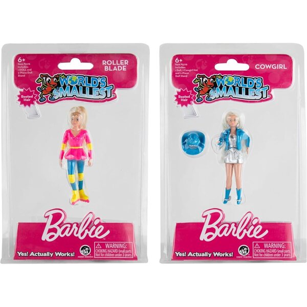 Die kleinste Barbie der Welt, 8,9 cm – Set mit 2 Mini-Barbie-Rollerblades und Cowgirls