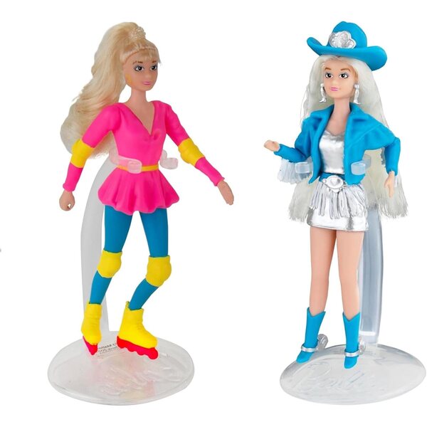 Die kleinste Barbie der Welt, 8,9 cm – Set mit 2 Mini-Barbie-Rollerblades und Cowgirls