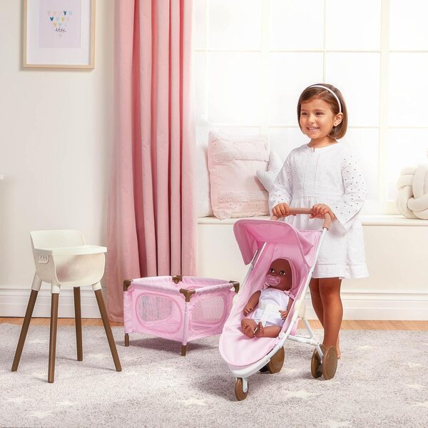 LullaBaby 36 cm realistische Neugeborenenpuppe, zweiteiliges Outfit und rosa Stirnband