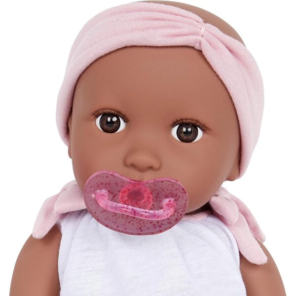 LullaBaby 36 cm realistische Neugeborenenpuppe, zweiteiliges Outfit und rosa Stirnband