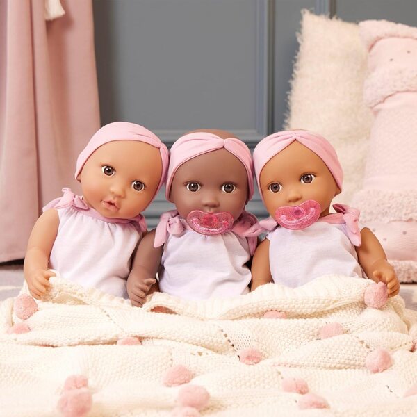 LullaBaby 36 cm realistische Neugeborenenpuppe, zweiteiliges Outfit und rosa Stirnband