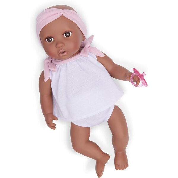 LullaBaby 36 cm realistische Neugeborenenpuppe, zweiteiliges Outfit und rosa Stirnband