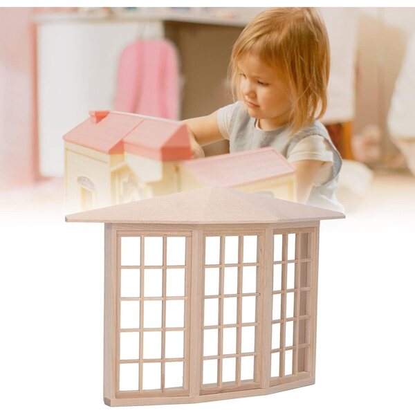 3-seitiges Erkerfenster aus Birkenholz für 1/12 Chrees Puppenhaus