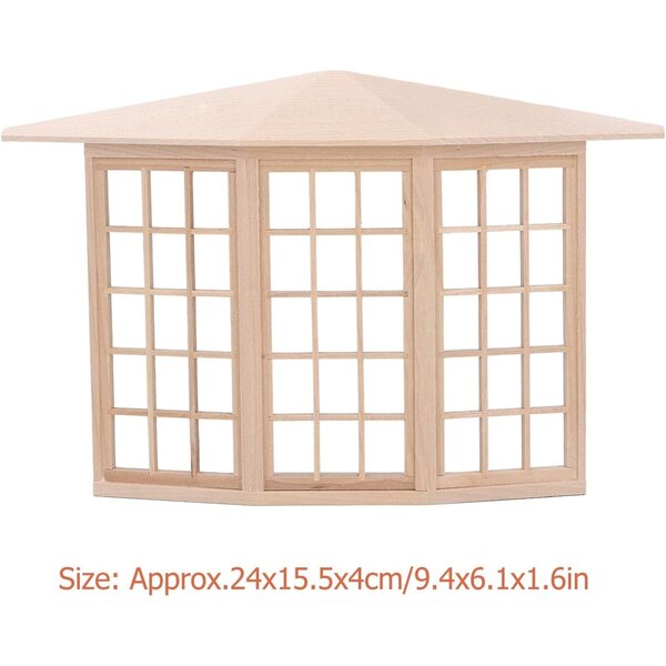 3-seitiges Erkerfenster aus Birkenholz für 1/12 Chrees Puppenhaus