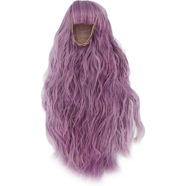 Hochelastische gewellte violette Puppenperücke 21–24 cm – weich und realistisch