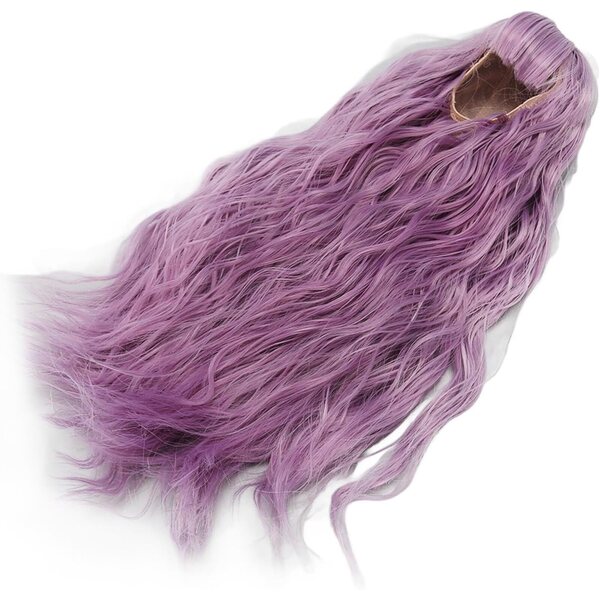 Hochelastische gewellte violette Puppenperücke 21–24 cm – weich und realistisch