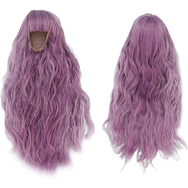Hochelastische gewellte violette Puppenperücke 21–24 cm – weich und realistisch