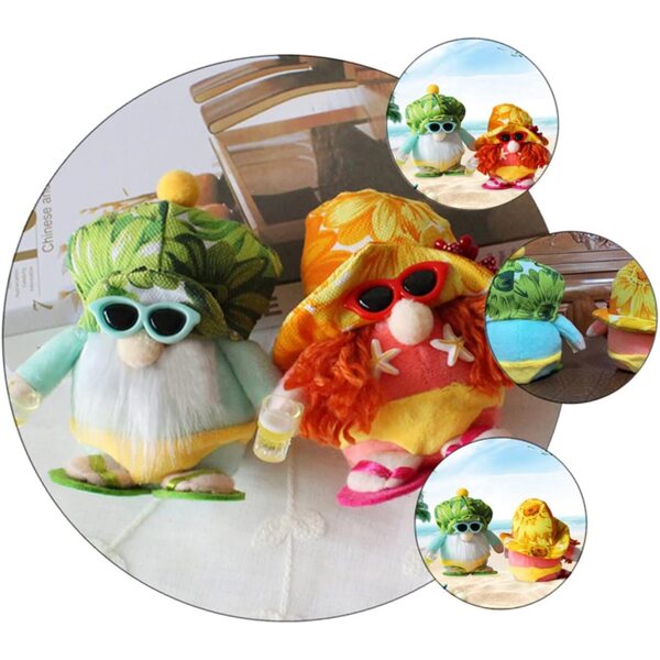 TOYANDONA Sommerzwergpuppen aus Stoff mit Bikini- und Sonnenbrillen-Dekoration