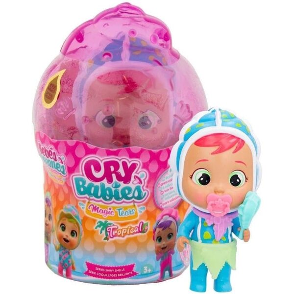 IMC Toys Cry Babies Shiny Shells Marina: Puppe mit 9 Überraschungen und Nacré-Effekt