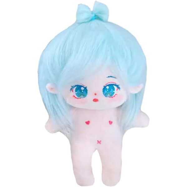 niannyyhouse peluche 20 cm avec cheveux bleu clair et squelette interne