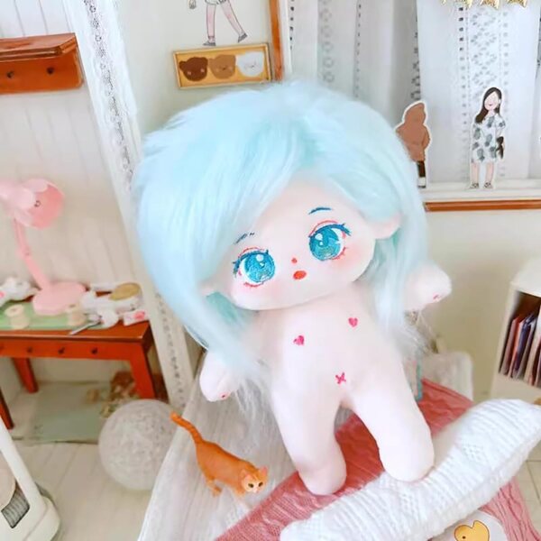 niannyyhouse peluche 20 cm avec cheveux bleu clair et squelette interne