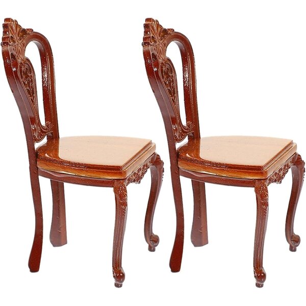 Beaupretty Set 2 Mini Sedie in Legno e Metallo per Casa delle Bambole - Decorazione Dettagliata