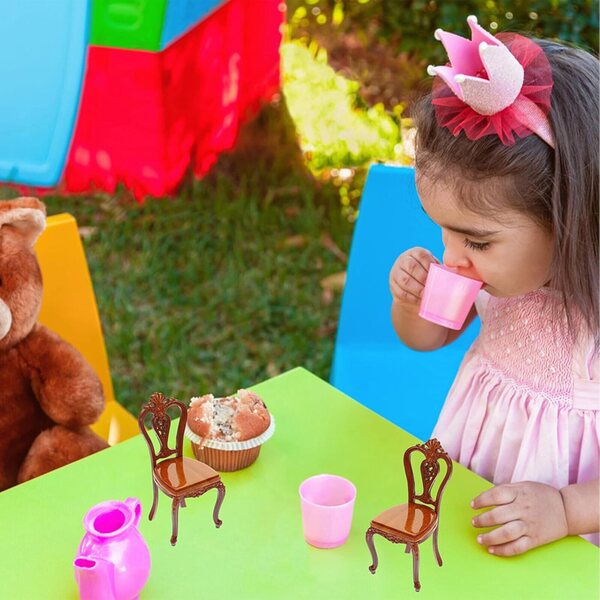Beaupretty Set 2 Mini Sedie in Legno e Metallo per Casa delle Bambole - Decorazione Dettagliata