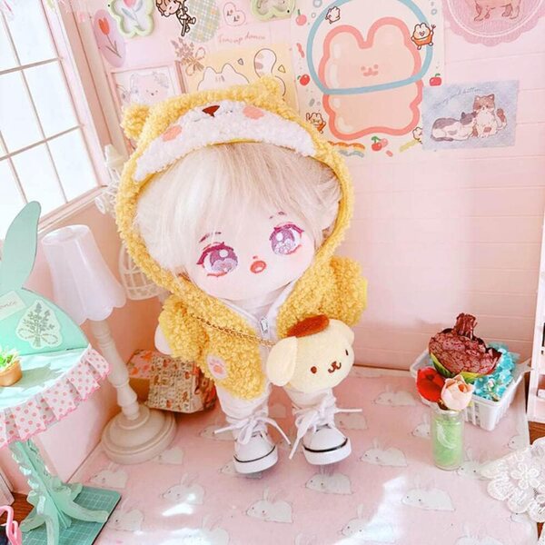 Felpa con cappuccio in peluche per bambola Corgi 20 cm - niannyyhouse giallo