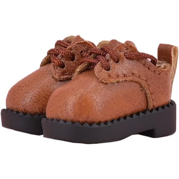 niannyyhouse Vintage-Schuhe aus mattem Leder für 11 cm große 1/12-BJD-Puppen, hellbraune Farbe