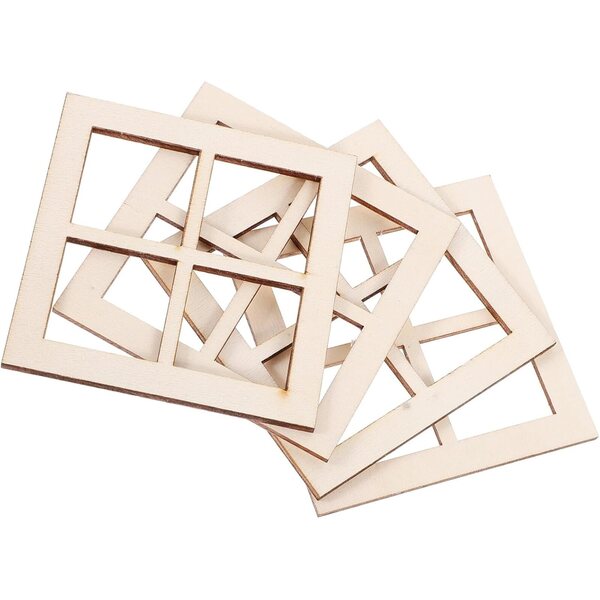 16 Fensterrahmen aus Holz für Puppenhäuser – Mini-Deko-Accessoires