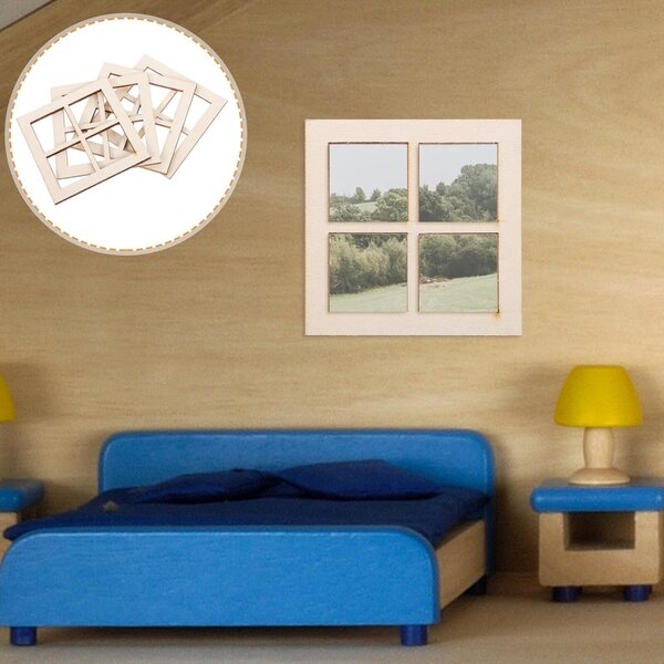 16 Fensterrahmen aus Holz für Puppenhäuser – Mini-Deko-Accessoires