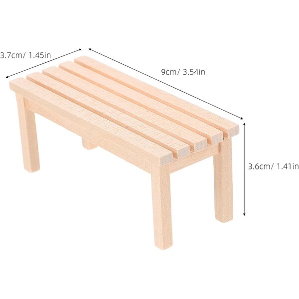 Beaupretty Panca Miniatura in Legno per Casa delle Bambole, Accessorio Decorativo Beige
